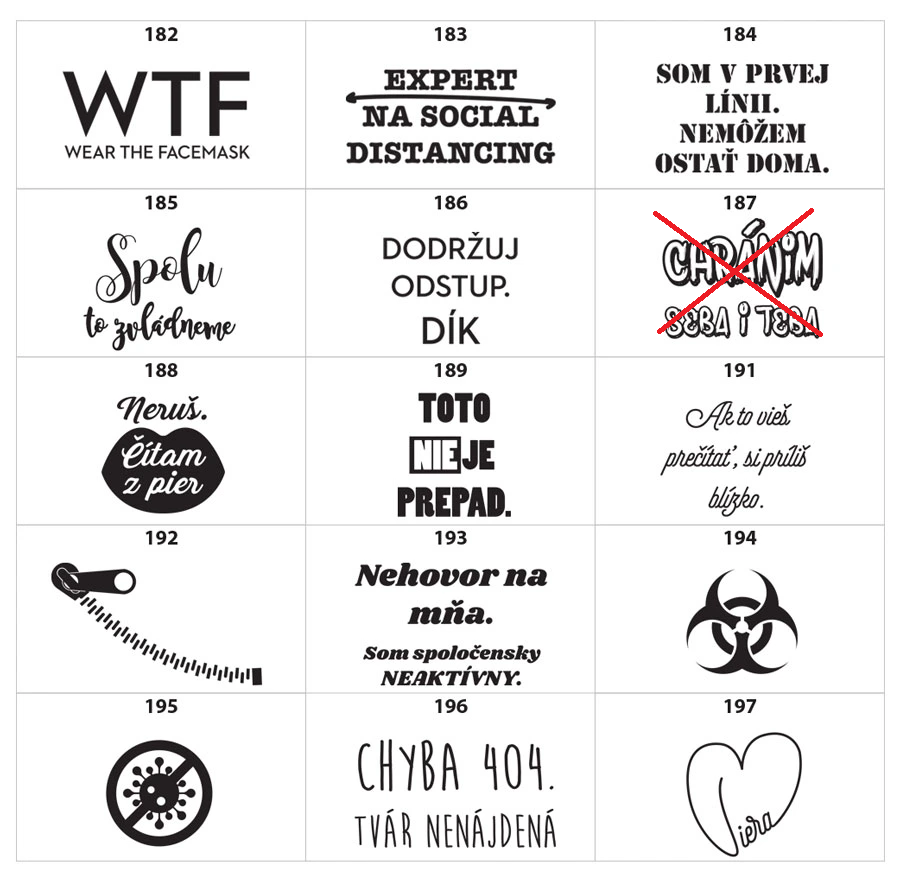 182 az 197 texty na čierne rúška